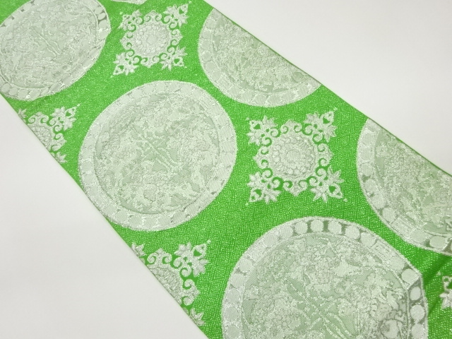 連珠狩猟文模様織出し袋帯